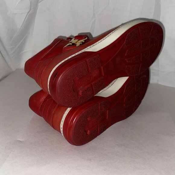 Size: 9.5 Salvatore Ferragamo Nayon High Top Men’s Sneaker Red Rosso Calf ITALY - Picture 9 of 10